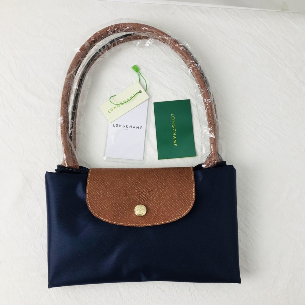NWT Longchamp Le Pliage Original Large Shoulder Nylon Bag Tote Navy Blue - Picture 2 of 11